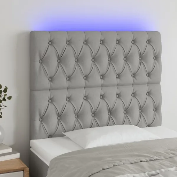 Tête de lit à LED Gris clair 90x7x118/128 cm Tissu