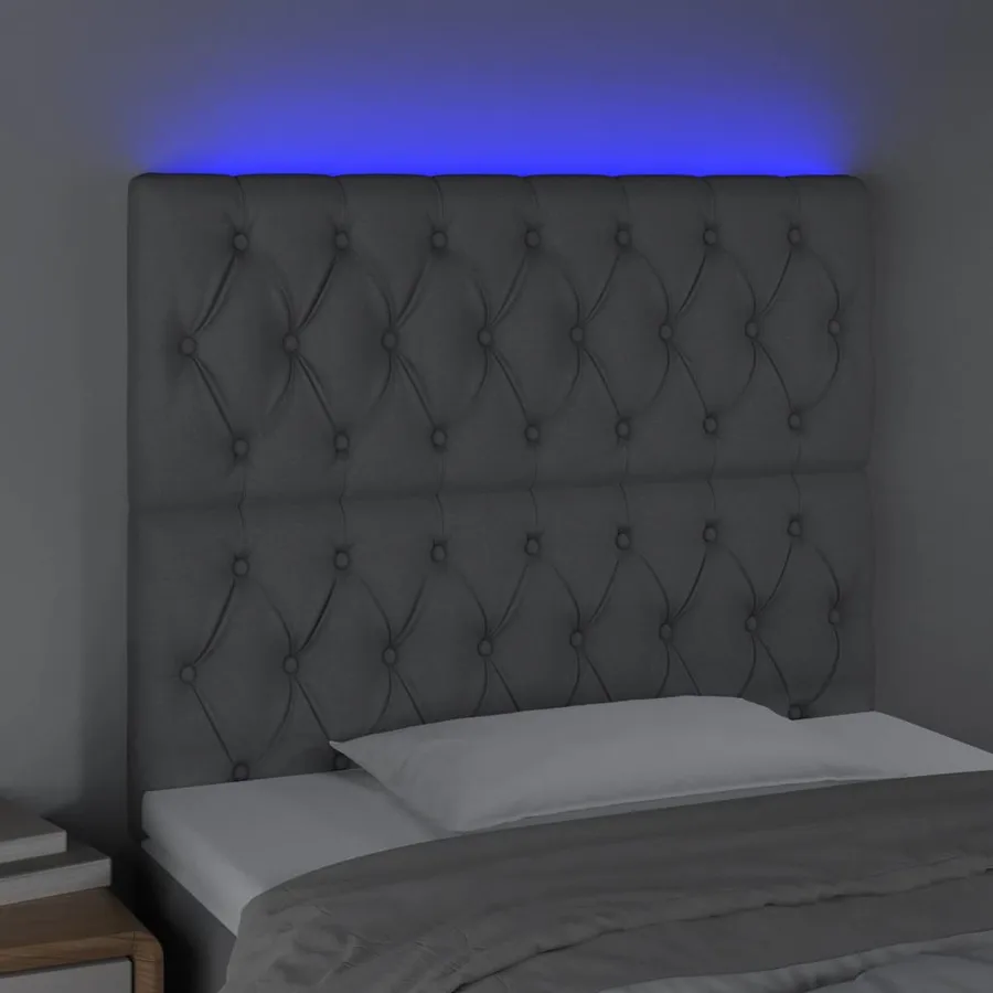 Tête de lit à LED Gris clair 90x7x118/128 cm Tissu - 3