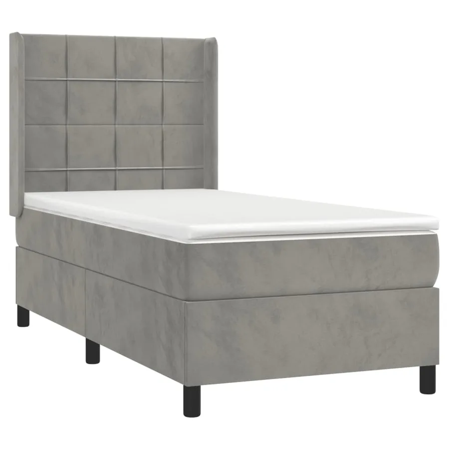 Sommier à lattes de lit et matelas Gris clair 90x190 cm Velours - 3