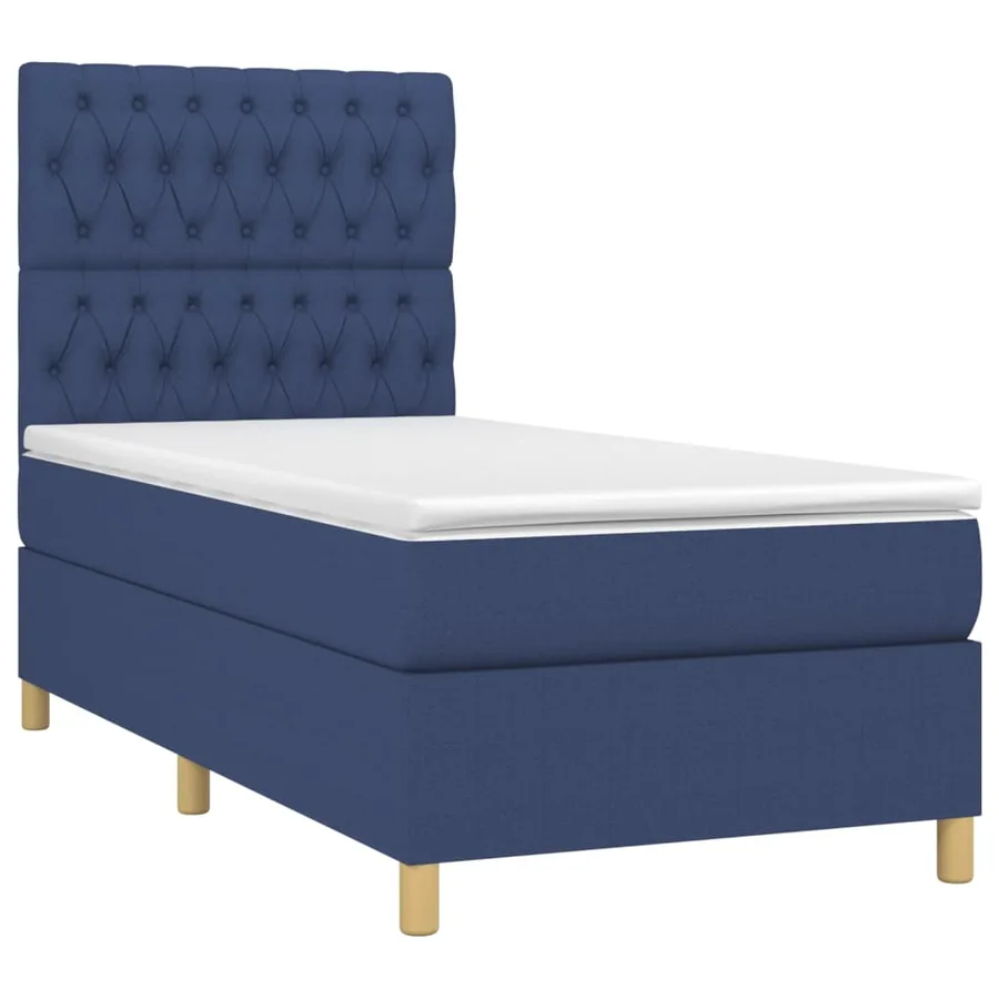 Sommier à lattes de lit avec matelas Bleu 90x190 cm Tissu - 3