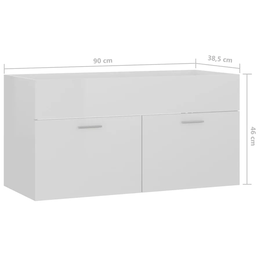 Armoire d'évier avec lavabo intégré Blanc brillant Aggloméré - 14