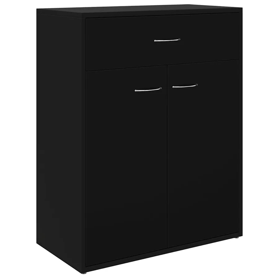Buffet noir 60x30x75 cm bois d'ingénierie - 2