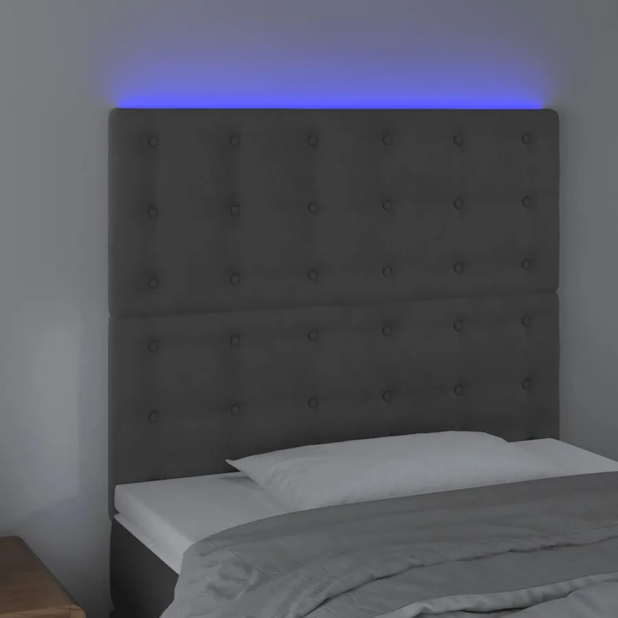 Tête de lit à LED Gris foncé 100x5x118/128 cm Velours - 3
