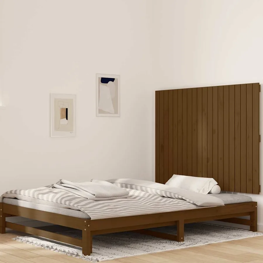 Tête de lit murale Marron miel 127,5x3x90 cm Bois massif de pin