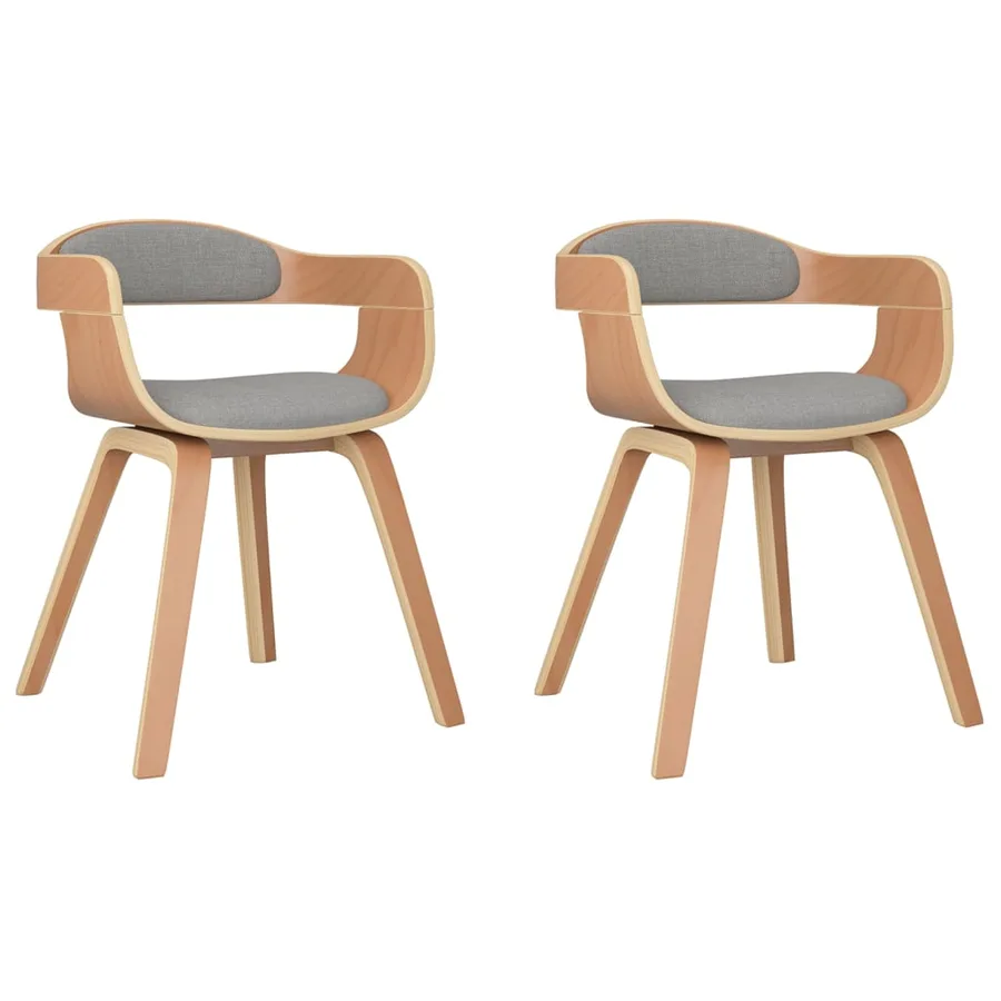 Chaises à manger lot de 2 taupe bois courbé et tissu - 2