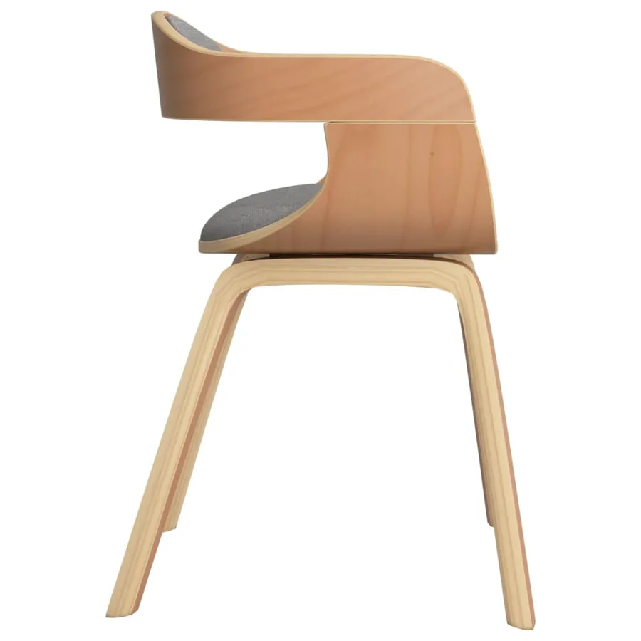 Chaises à manger lot de 2 taupe bois courbé et tissu - 5