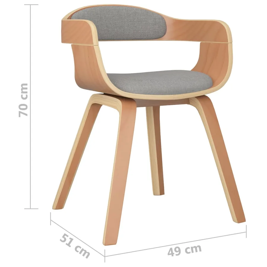 Chaises à manger lot de 2 taupe bois courbé et tissu - 7