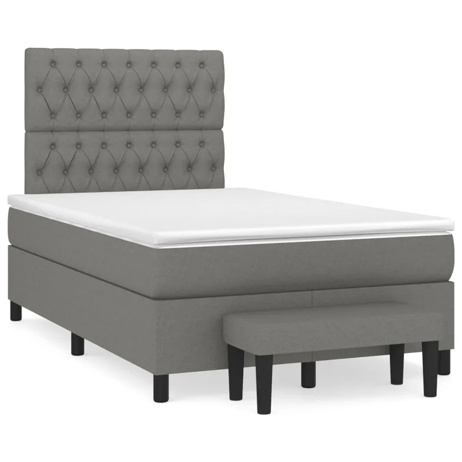 Sommier à lattes de lit avec matelas Gris foncé 120x200cm Tissu - 2