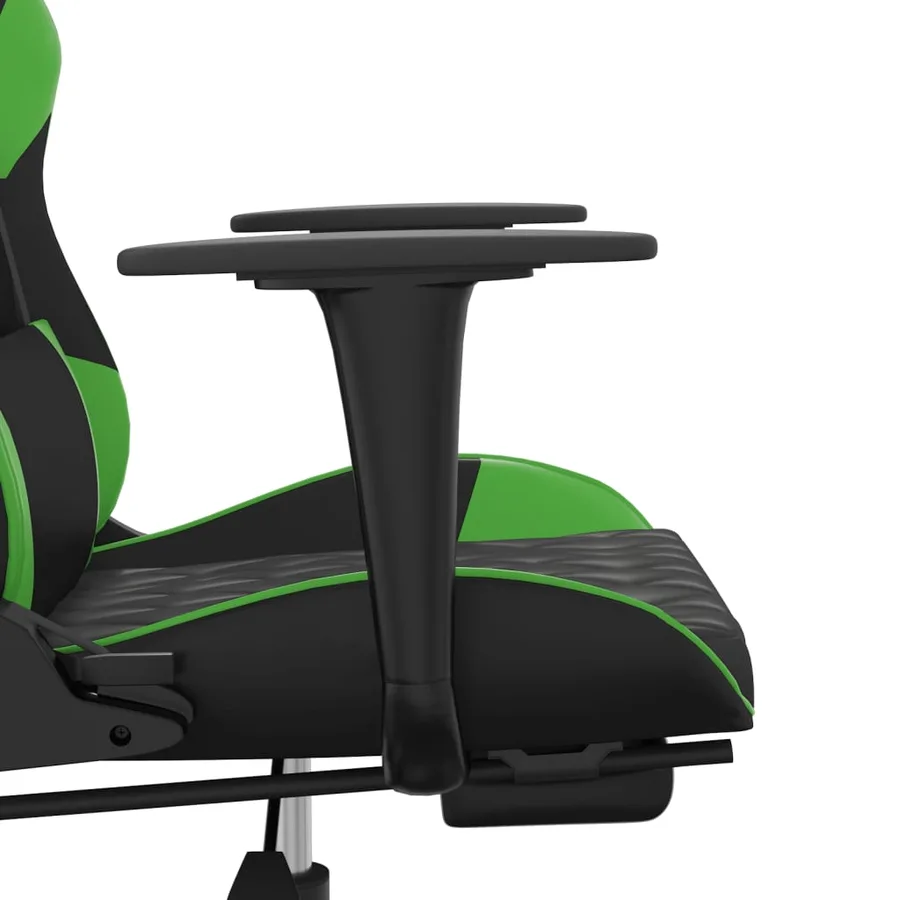 Chaise de jeu avec repose-pied Noir et vert Similicuir - 10