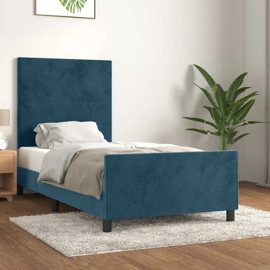 Cadre de lit sans matelas bleu foncé 80x200 cm velours