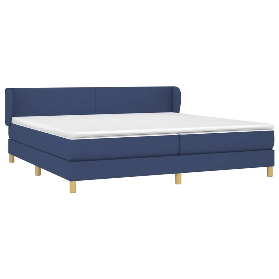 Sommier à lattes de lit avec matelas Bleu 200x200 cm Tissu - 3