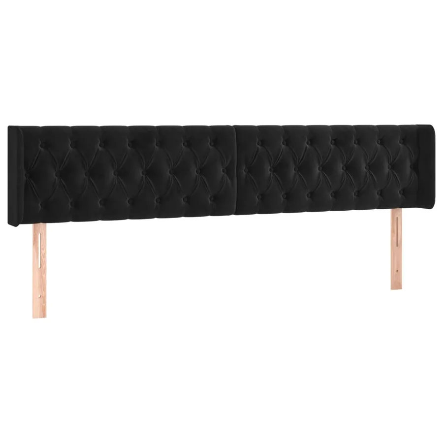 Tête de lit avec oreilles Noir 203x16x78/88 cm Velours - 2