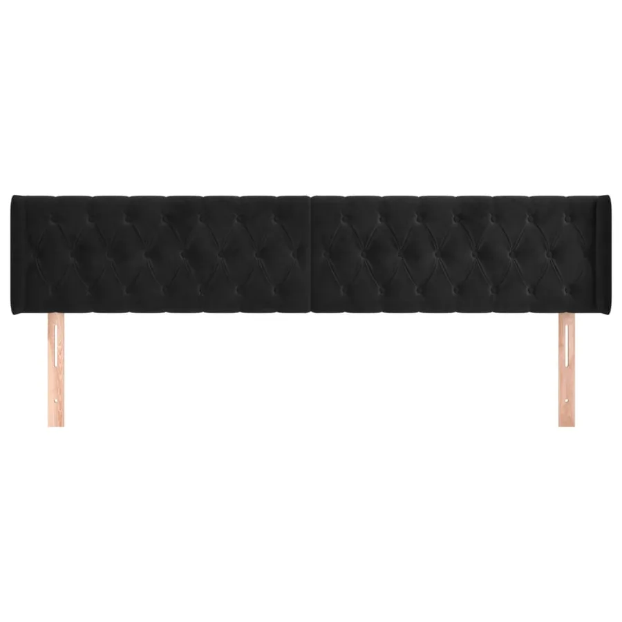 Tête de lit avec oreilles Noir 203x16x78/88 cm Velours - 3