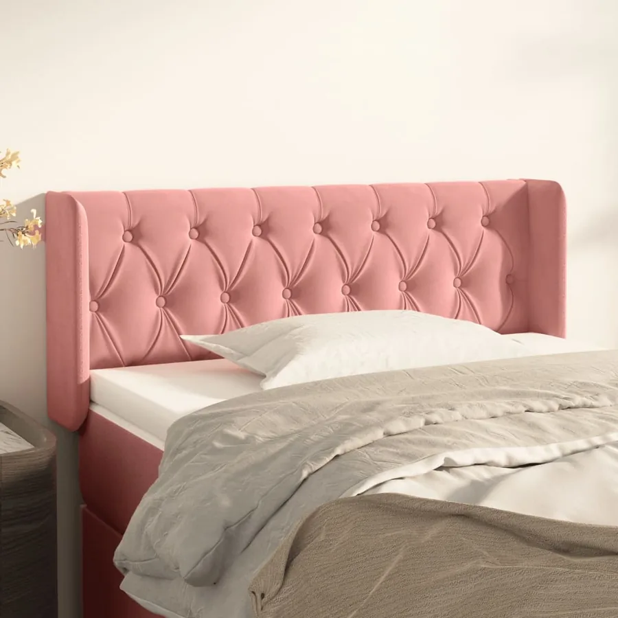 Tête de lit avec oreilles Rose 103x16x78/88 cm Velours