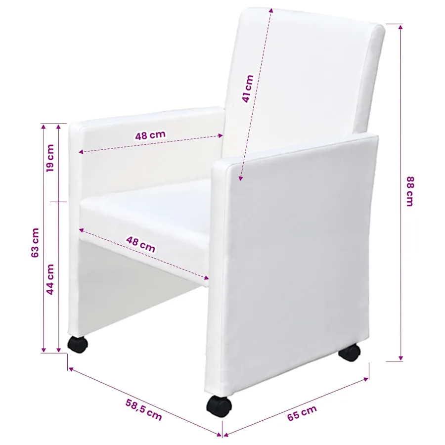 Chaises à manger lot de 4 blanc similicuir - 7
