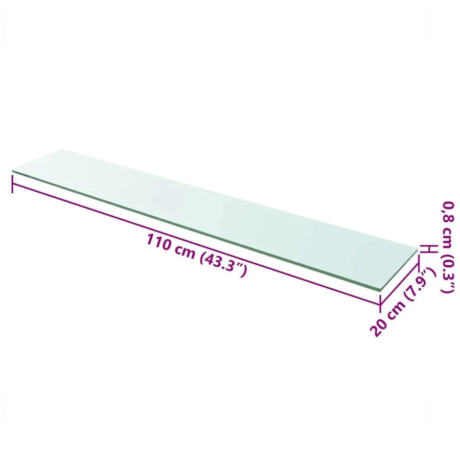 Panneau pour étagère Verre transparent 110 x 20 cm - 3
