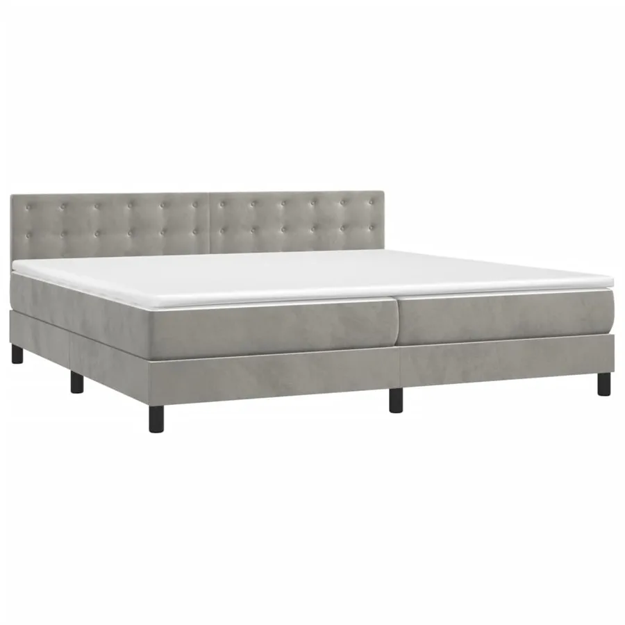 Sommier à lattes de lit et matelas Gris clair 200x200cm Velours - 3