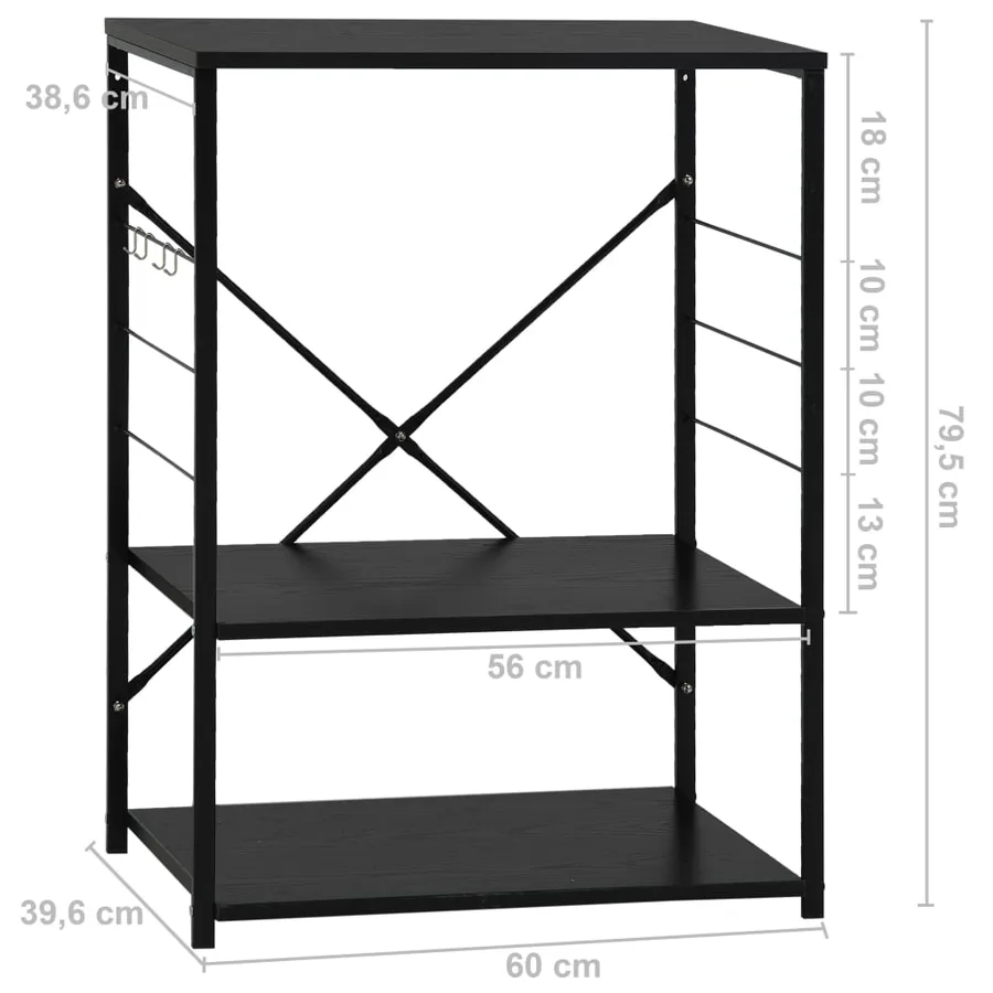 Armoire à four à micro-ondes Noir 60x39,6x79,5 cm - 8