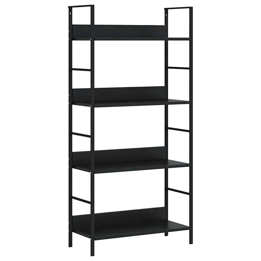 Bibliothèque à 4 niveaux noir 60x27,6x124,5cm bois d'ingénierie - 2