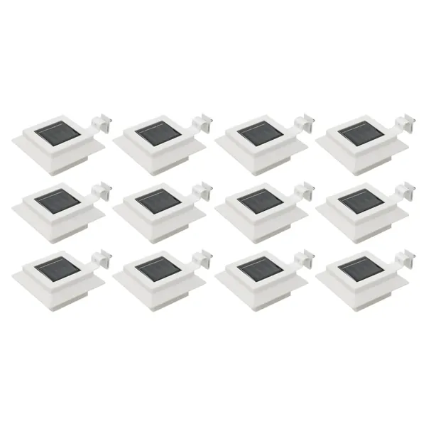 Lampes solaires à LED carrées d'extérieur 12 pcs 12 cm Blanc