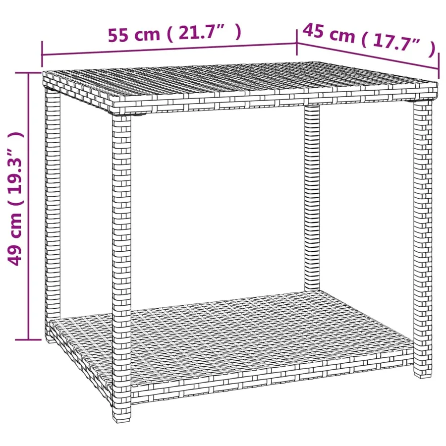 Table d'appoint noir 55x45x49 cm résine tressée - 6