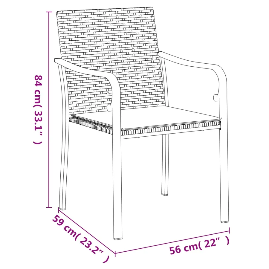 Ensemble à manger de jardin 5 pcs coussins résine tressée acier - 10