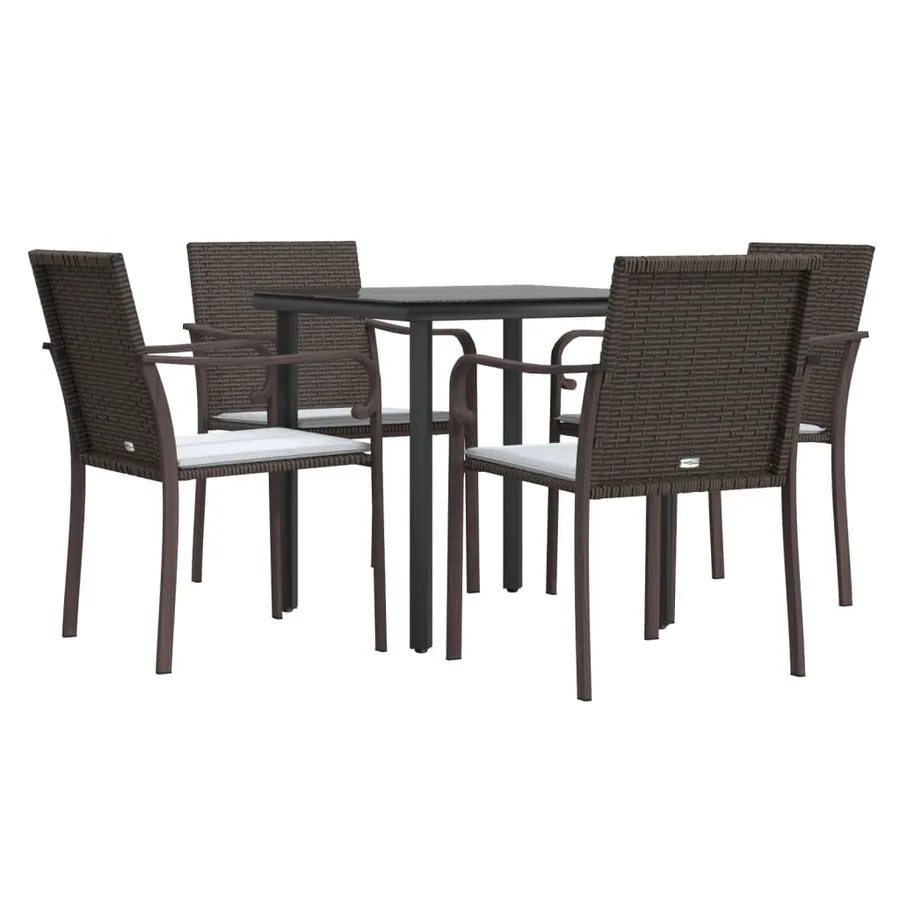 Ensemble à manger de jardin 5 pcs coussins résine tressée acier - 3