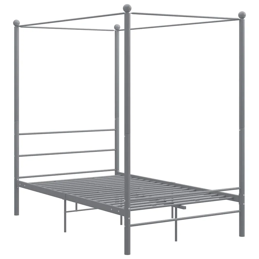 Cadre de lit à baldaquin sans matelas gris métal 120x200 cm - 2