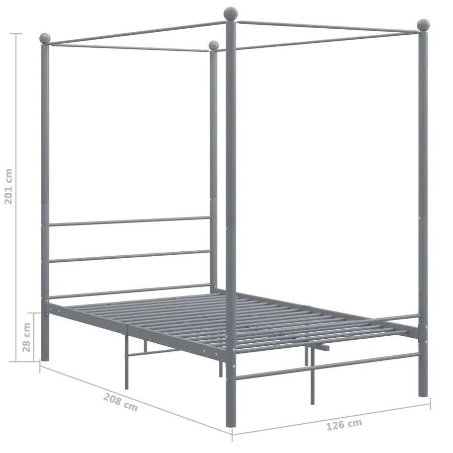 Cadre de lit à baldaquin sans matelas gris métal 120x200 cm - 6