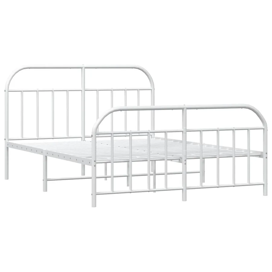 Cadre de lit métal sans matelas et pied de lit blanc 140x190 cm - 3