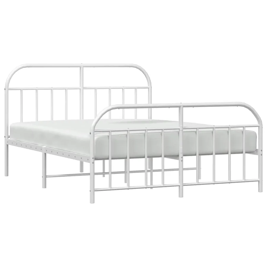 Cadre de lit métal sans matelas et pied de lit blanc 140x190 cm - 5