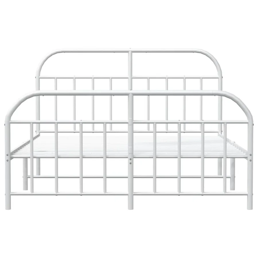 Cadre de lit métal sans matelas et pied de lit blanc 140x190 cm - 6