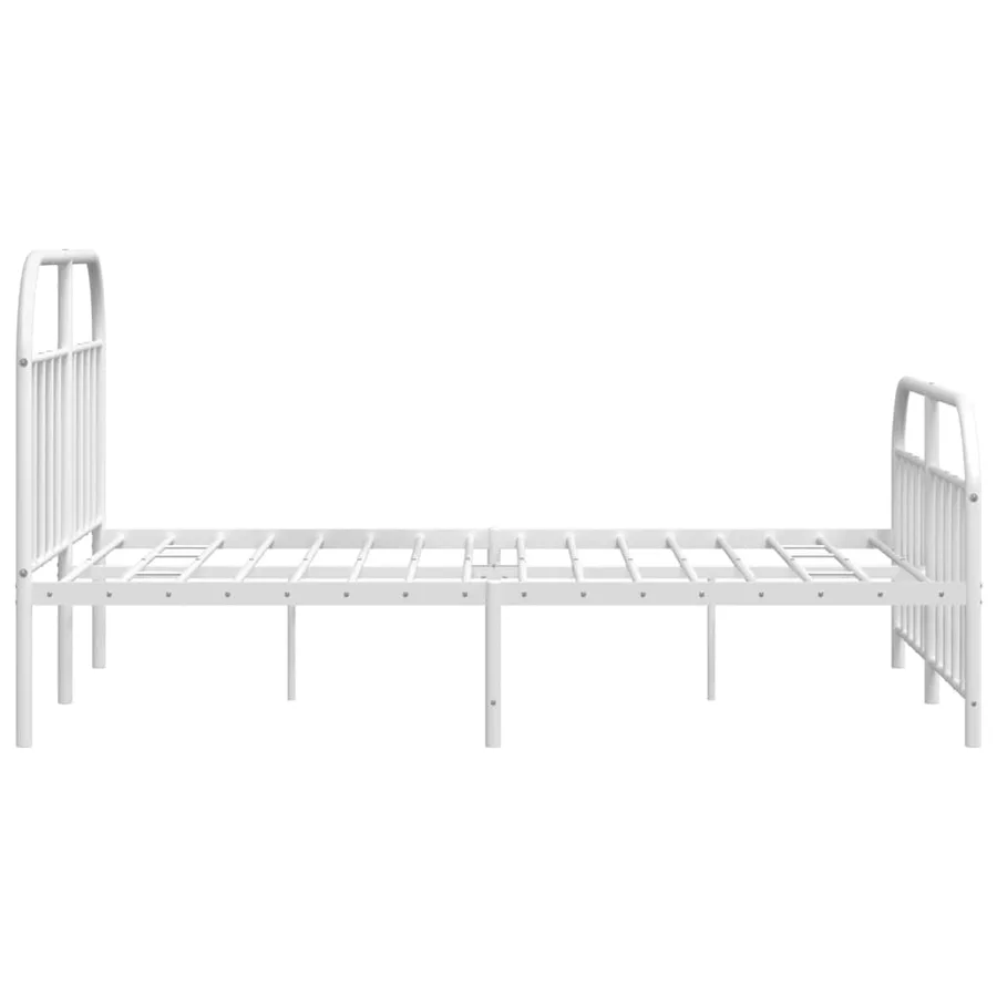 Cadre de lit métal sans matelas et pied de lit blanc 140x190 cm - 7