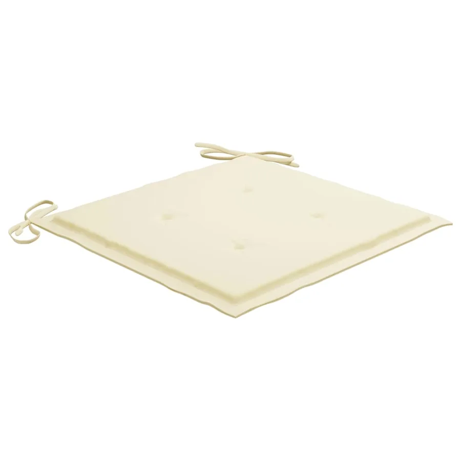 Chaise à bascule avec coussin crème Bois de teck solide - 7