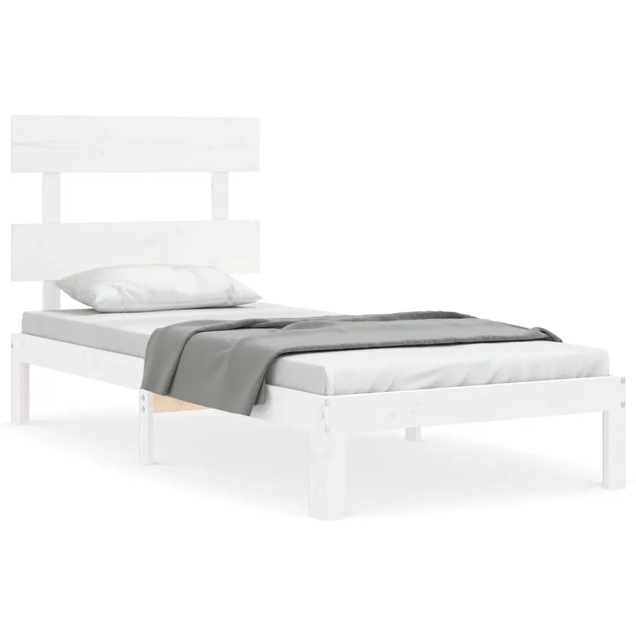 Cadre de lit sans matelas blanc 90x200 cm bois de pin massif - 2