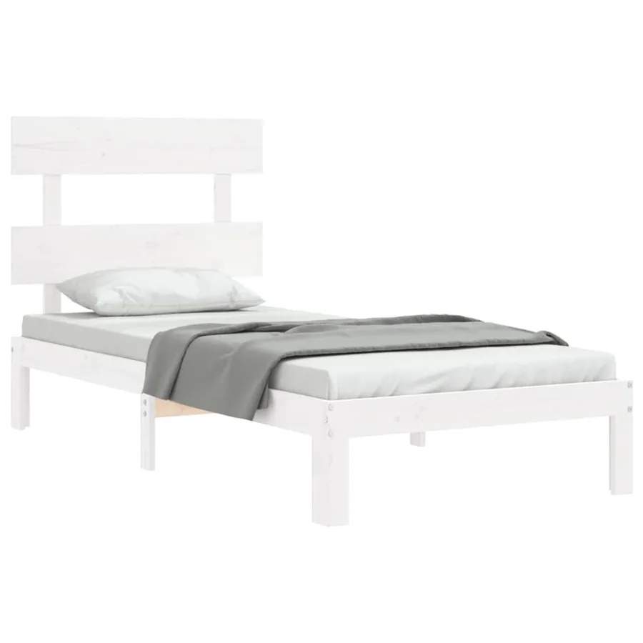 Cadre de lit sans matelas blanc 90x200 cm bois de pin massif - 4
