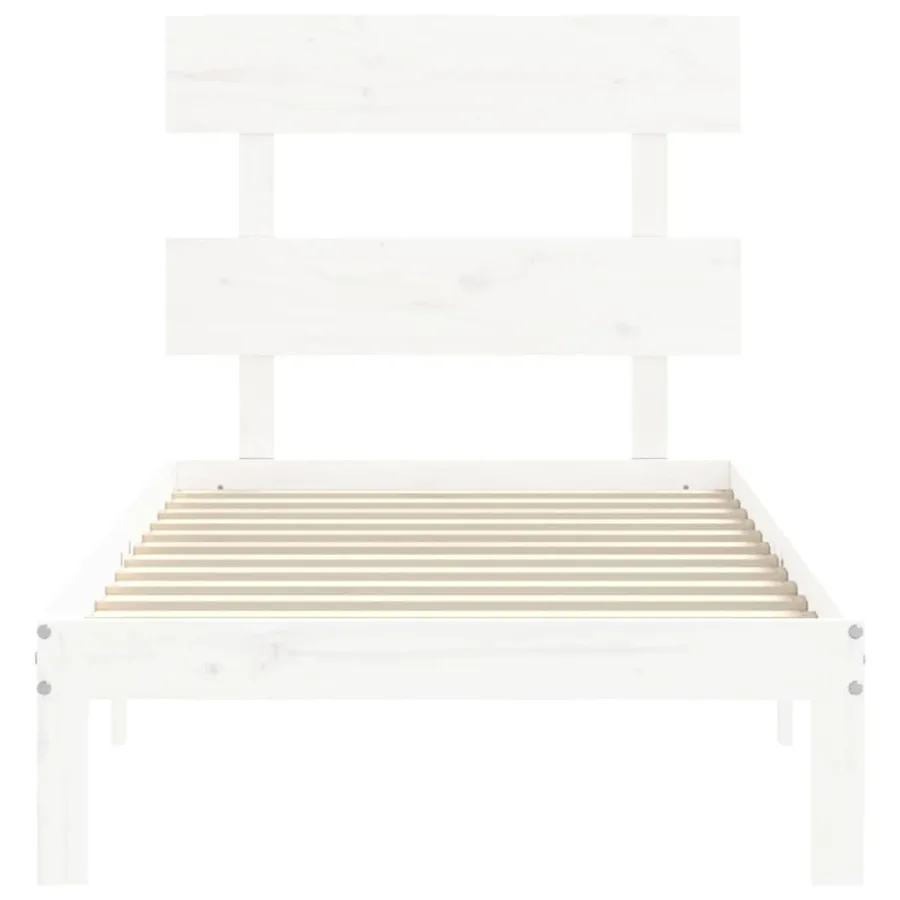 Cadre de lit sans matelas blanc 90x200 cm bois de pin massif - 6