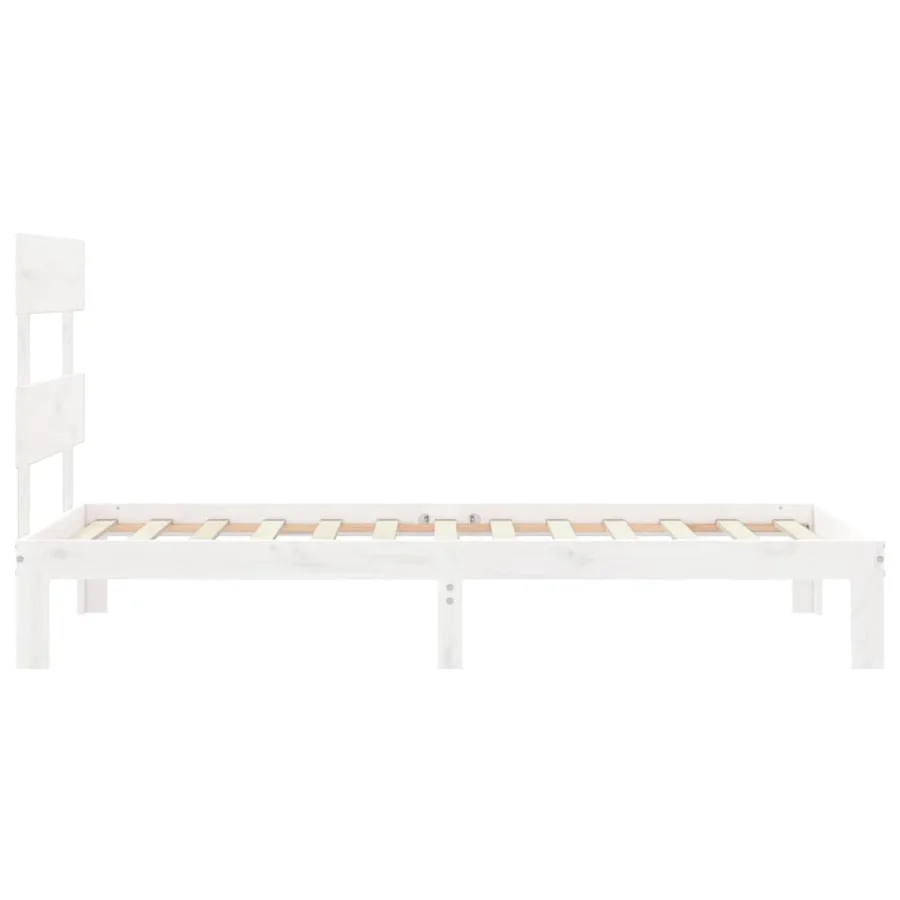 Cadre de lit sans matelas blanc 90x200 cm bois de pin massif - 7