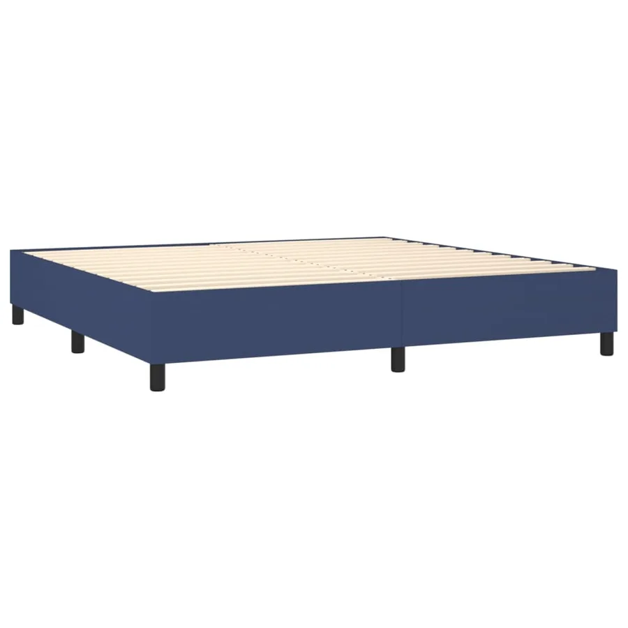 Sommier à lattes de lit avec matelas Bleu 200x200 cm Tissu - 4