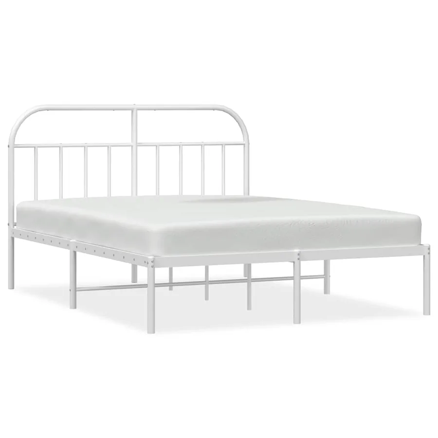Cadre de lit métal sans matelas et tête de lit blanc 140x200 cm - 2