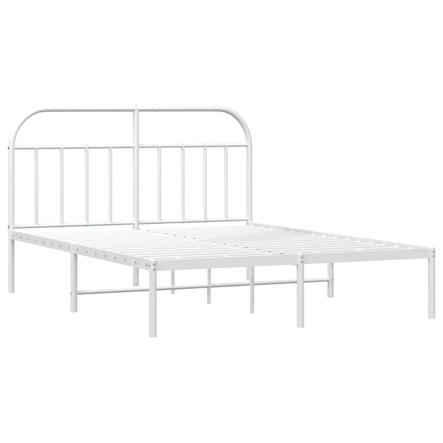 Cadre de lit métal sans matelas et tête de lit blanc 140x200 cm - 3