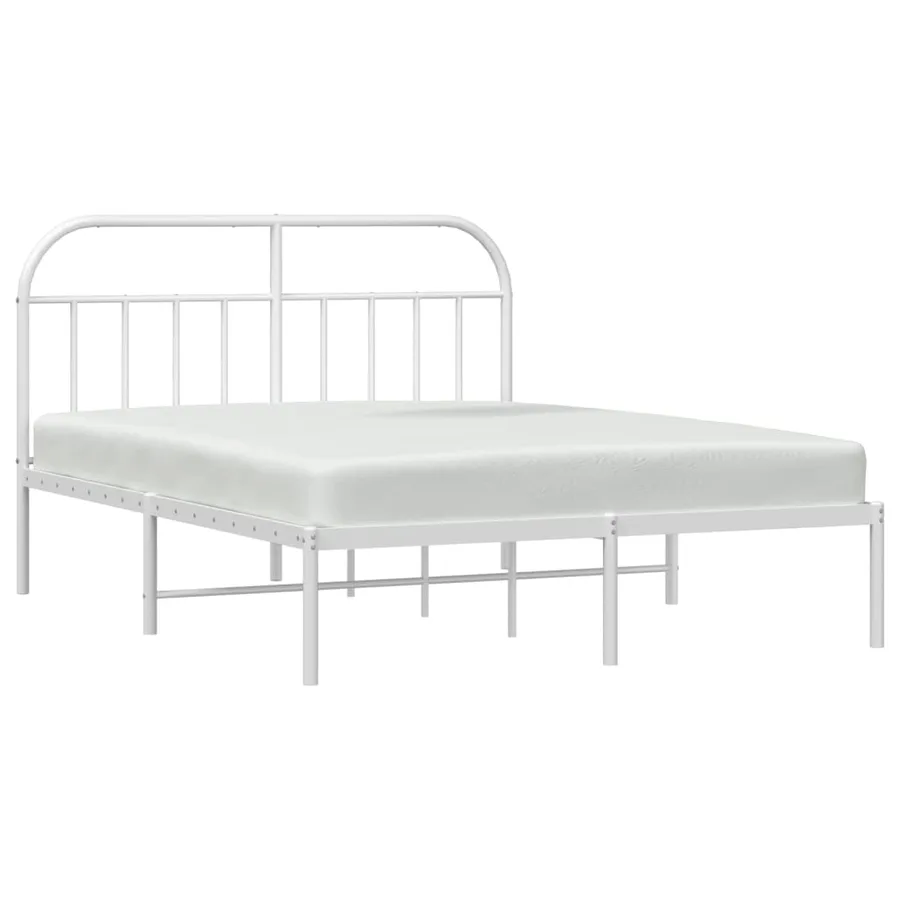Cadre de lit métal sans matelas et tête de lit blanc 140x200 cm - 5
