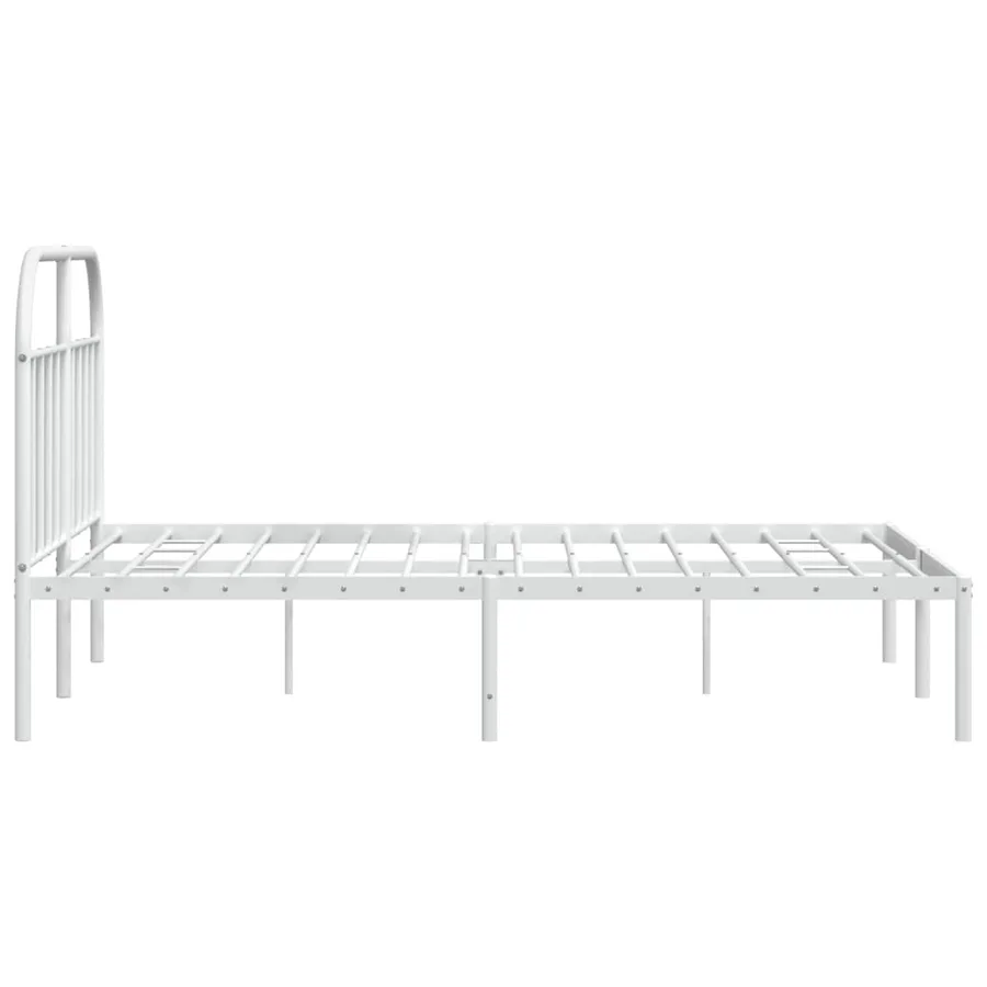 Cadre de lit métal sans matelas et tête de lit blanc 140x200 cm - 7