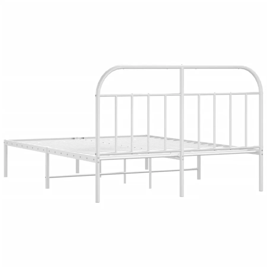Cadre de lit métal sans matelas et tête de lit blanc 140x200 cm - 8