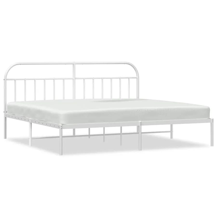 Cadre de lit métal sans matelas et tête de lit blanc 200x200 cm - 2