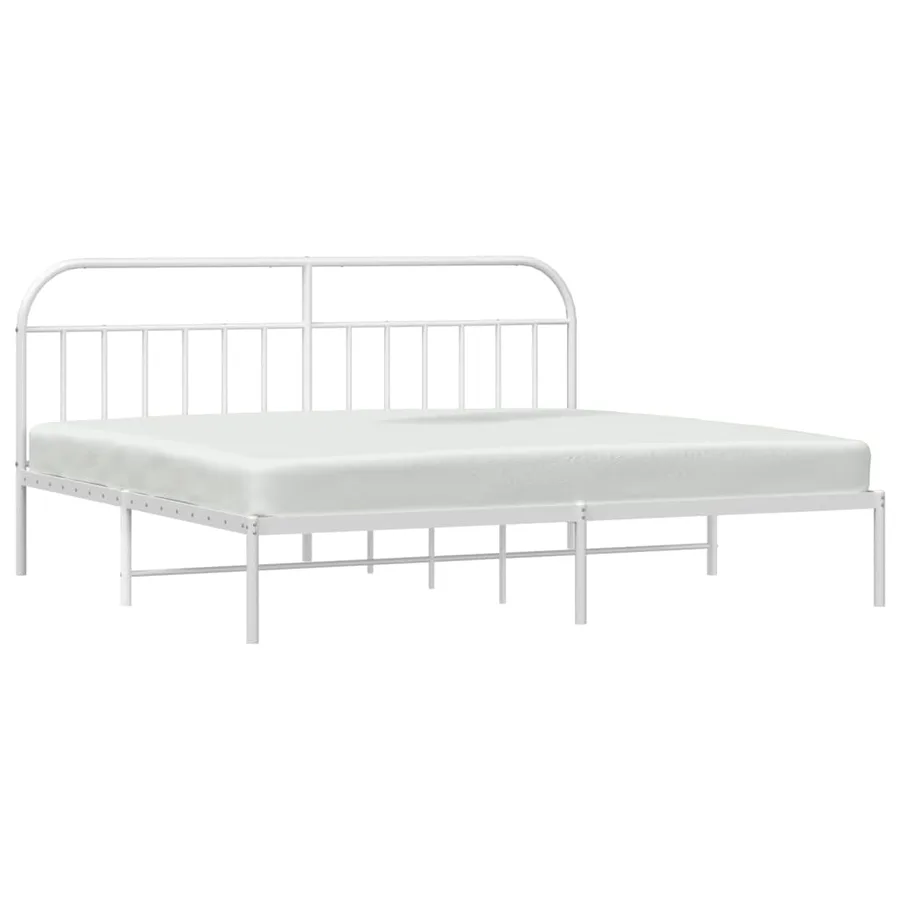 Cadre de lit métal sans matelas et tête de lit blanc 200x200 cm - 5