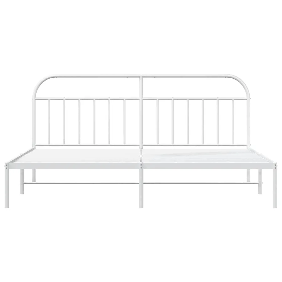 Cadre de lit métal sans matelas et tête de lit blanc 200x200 cm - 6