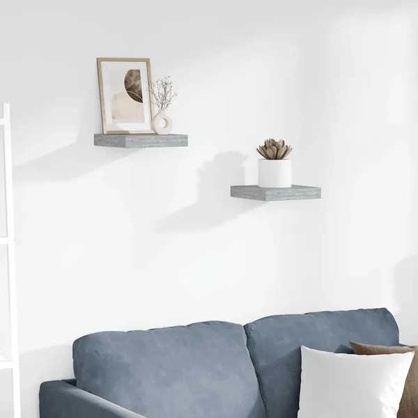 Étagères murales flottantes 2 pcs gris béton 23x23,5x3,8 cm MDF