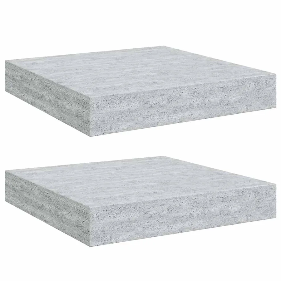 Étagères murales flottantes 2 pcs gris béton 23x23,5x3,8 cm MDF - 2