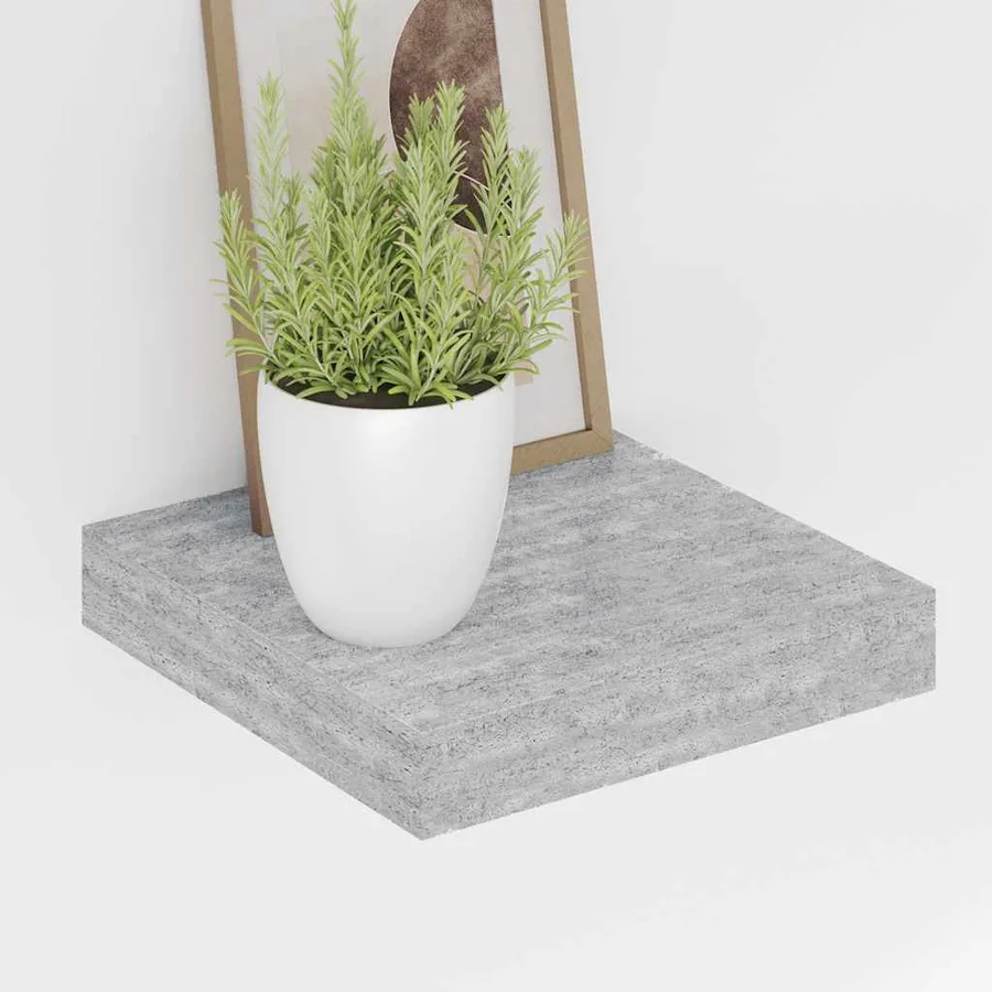 Étagères murales flottantes 2 pcs gris béton 23x23,5x3,8 cm MDF - 4